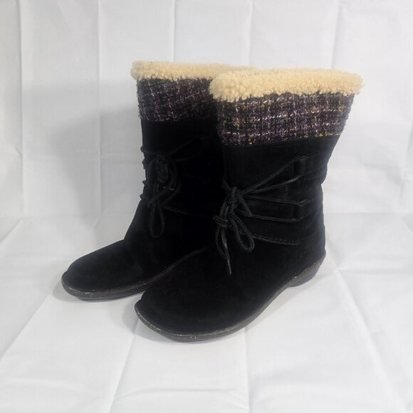 UGG Shoes - UGG Australia Shearling Winter Boots Women Size 9 Black Suede Lace-Up Mid-Calf